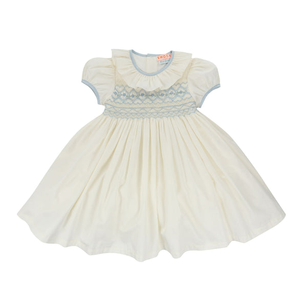 DIANA SPECIAL OCCASION DRESS WITH FORGET ME NOT HAND SMOCKING