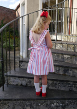 ISABELLA 1ST DRESS AQUAFRESH STRIPE WITH CHERRY BOWL HAND SMOCKING