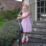 ISABELLA 1ST DRESS AQUAFRESH STRIPE WITH CHERRY BOWL HAND SMOCKING