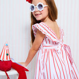 ISABELLA 1ST DRESS AQUAFRESH STRIPE WITH CHERRY BOWL HAND SMOCKING