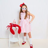 ISABELLA 1ST DRESS AQUAFRESH STRIPE WITH CHERRY BOWL HAND SMOCKING