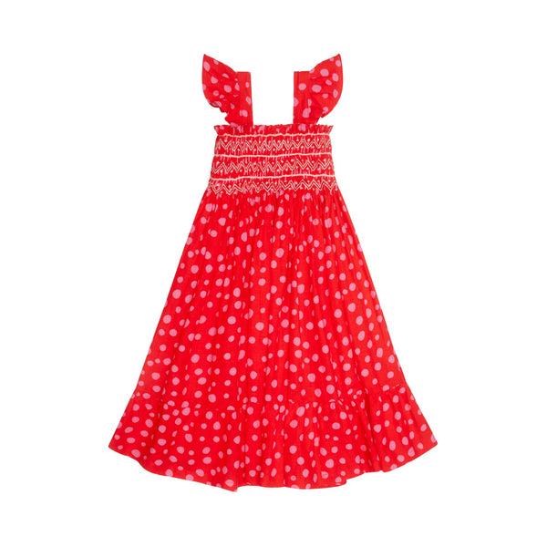 RACHEL CARSON DRESS FUNKY DALMATIAN WITH JAMMY DODGER HAND SMOCKING