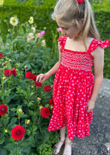 RACHEL CARSON DRESS FUNKY DALMATIAN WITH JAMMY DODGER HAND SMOCKING